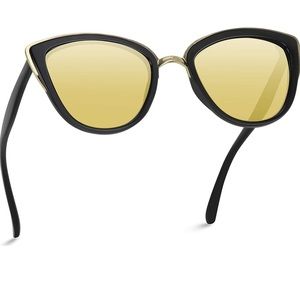 Cat Eye Mirrored Lenses Oversized Sunglasses
